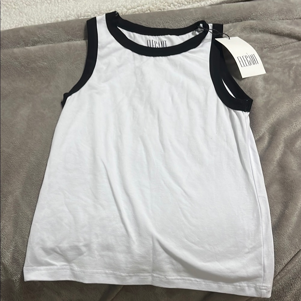 Gant White and Black Tank Top